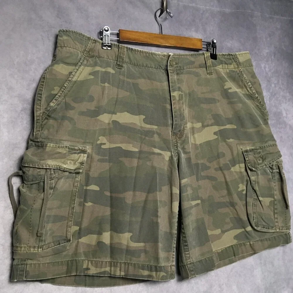 Faded Glory‎ Mens Cargo Shorts size 42 Green Jungle Camouflage Cotton Pockets